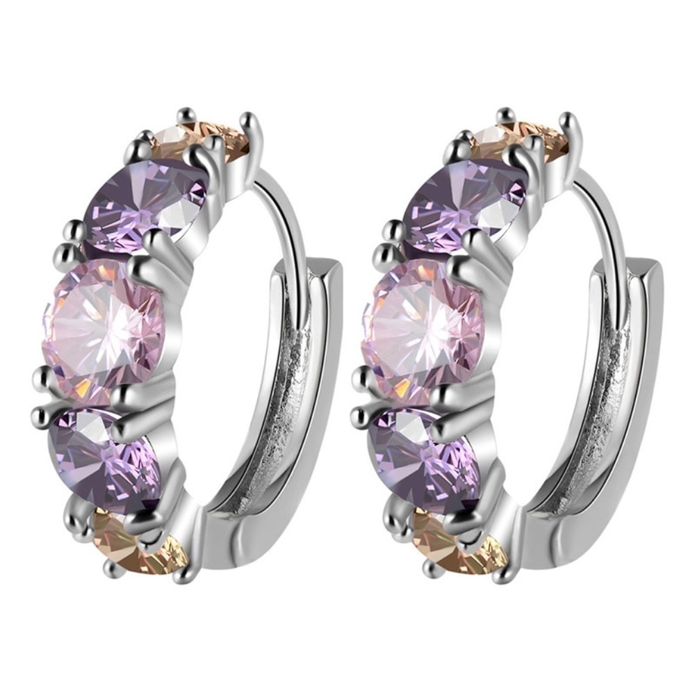 *ALMEDA* Silver x Purple Zircon Fashion Earrings